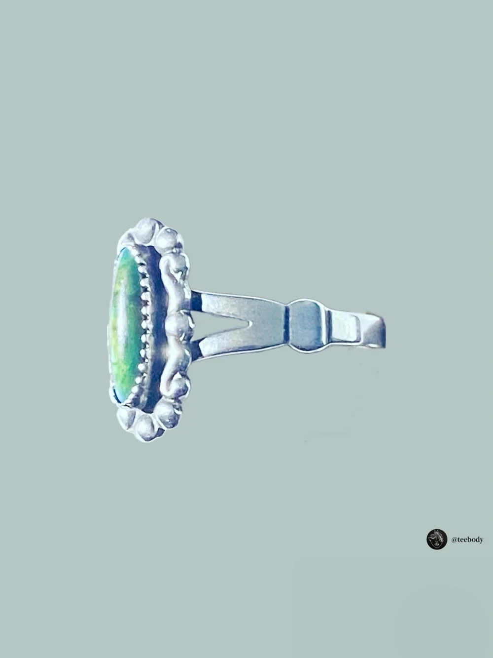 Vintage WMCO Navajo Style Sterling Green Paua Abalone Shell Ring - Size 9 NWT